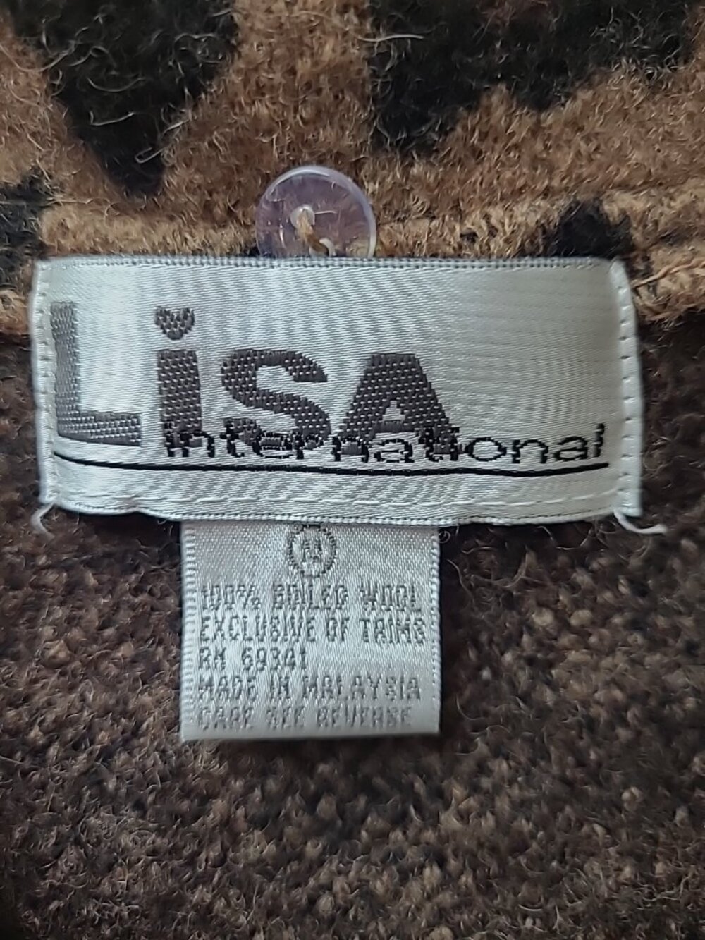 Vintage Lisa International Jacket M Boiled Wool Animal Print Full Zip Pockets - Picture 6 of 11